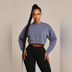 Girlfriend Collective Slate Blue Cropped Sweatshirt NWT